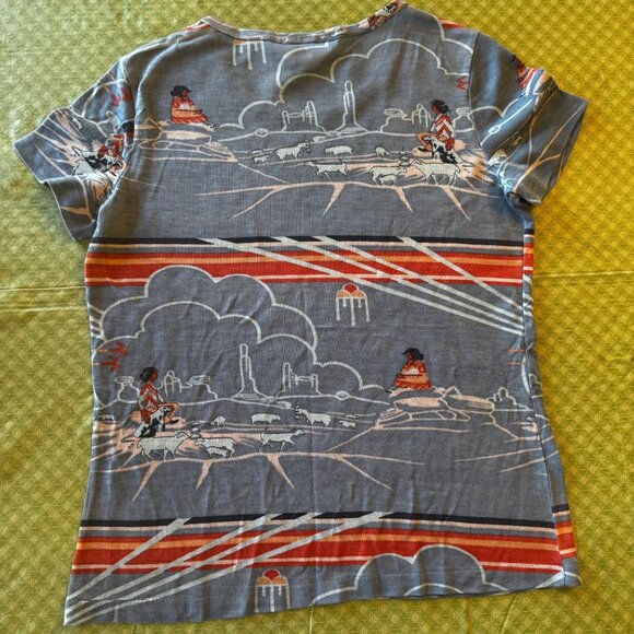 RARE Vintage JC Penny Womens Tops Native American Southwest Motif Monument Valle - Picture 3 of 6